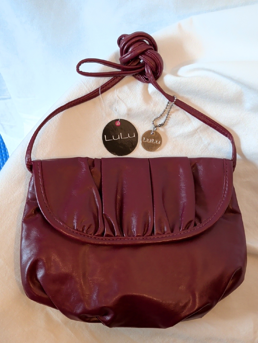 Lulu's Burgundy Gathered Flap Shoulder Bag